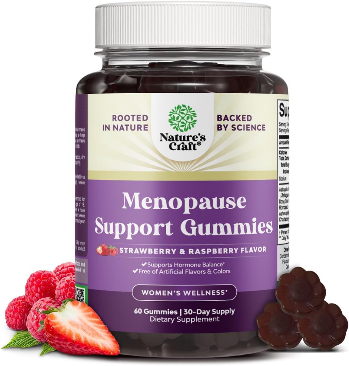 Natures Craft Frauen Menopause Gummis mit Dong Quai & Ashwagandha – 60 Stück – Unterstützung bei Hitzewallungen, Nachtschweiß & Stimmungsschwankungen – Prä & Post Menopause Vitamine