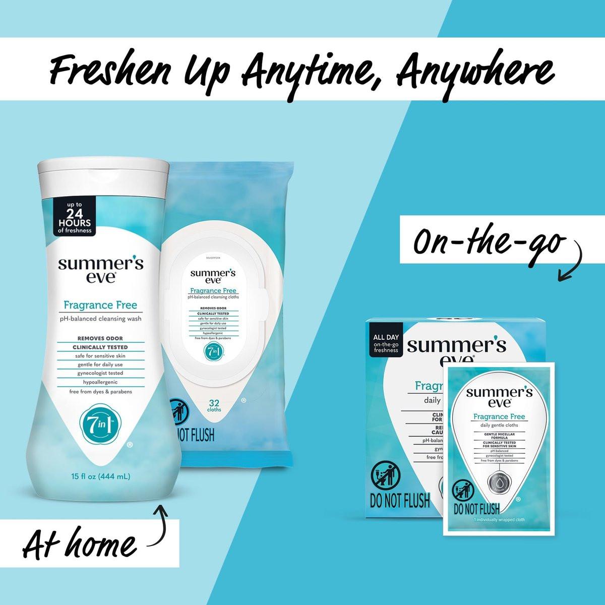 Summer's Eve Feminine Feuchttücher, Duftfrei, Einzeln Verpackt, Vaginale Tücher mit pH-ausgeglichener Mizellarwasser-Formel, Gynäkologisch Getestet, 12 Stück