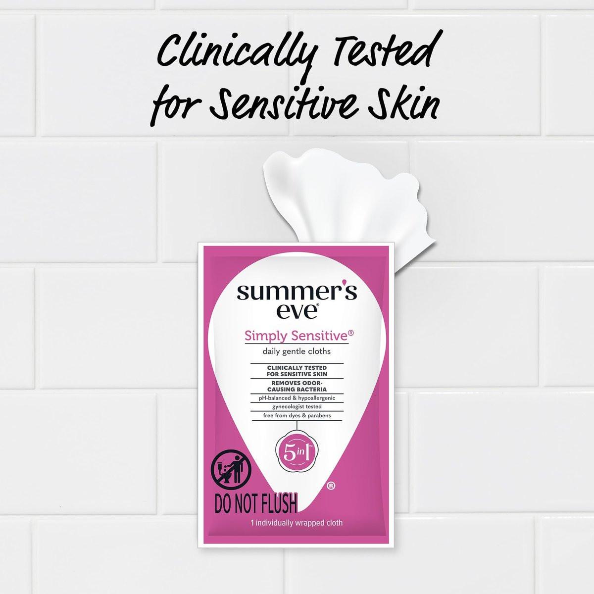 Summer's Eve Simply Sensitive Feuchttücher für die Intimhygiene, pH-ausgeglichene Mizellenwasser-Formel, einzeln verpackt, 12 Stück