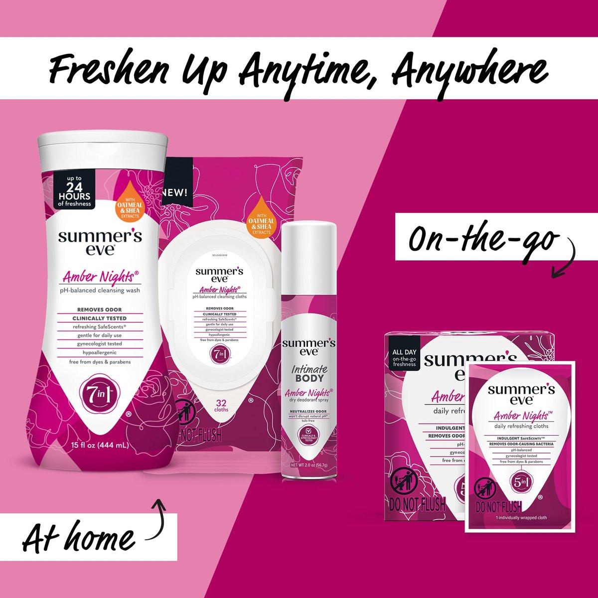 Summer's Eve Amber Nights Feminine Tücher – pH-ausgeglichene Intimtücher zur Geruchsentfernung, einzeln verpackt, 12 Stück