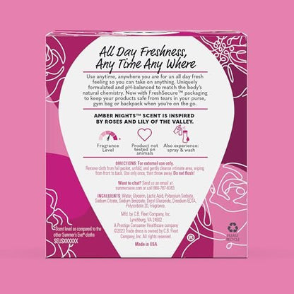 Summer's Eve Sheer Floral Feuchttücher für die Intimhygiene, pH-balancierte Formel hilft bei der Kontrolle von Vaginalgeruch, wiederverschließbare Packung, 32 Tücher, 4er-Pack