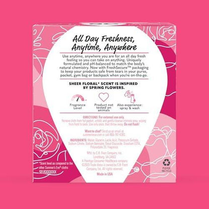 Summer's Eve Sheer Floral Feuchttücher für die Intimhygiene, pH-balancierte Formel hilft, vaginalen Geruch zu kontrollieren, einzeln verpackte Tücher, 12 Stück