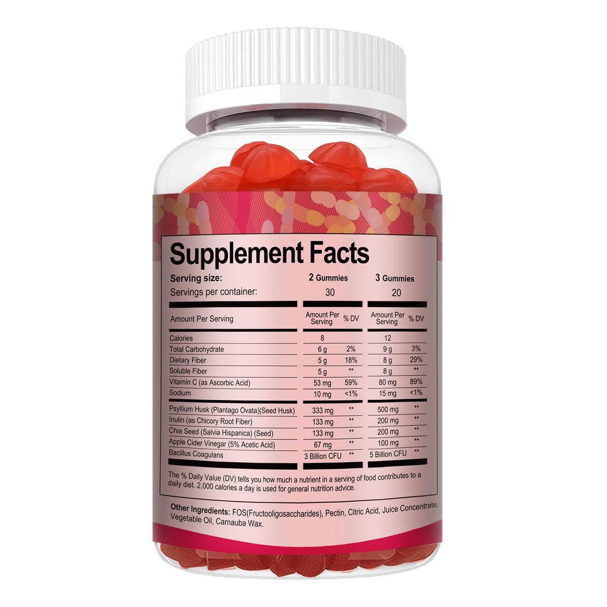 9-in-1 Probiotische Präbiotische Ballaststoff-Gummis für Erwachsene & Teenager – 16g Ballaststoffe pro Portion, Flohsamenschalen-Ballaststoffergänzung mit 5 Milliarden CFU Bacillus Coagulans, Inulin, ACV für Verdauung & Darm – 60 Stück