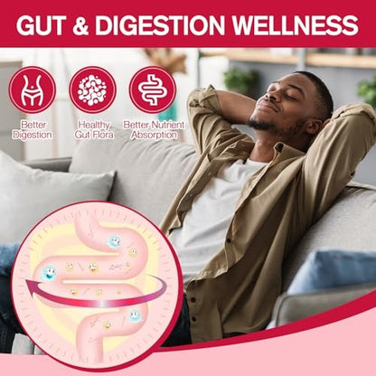 9-in-1 Probiotische Präbiotische Ballaststoff-Gummis für Erwachsene & Teenager – 16g Ballaststoffe pro Portion, Flohsamenschalen-Ballaststoffergänzung mit 5 Milliarden CFU Bacillus Coagulans, Inulin, ACV für Verdauung & Darm – 60 Stück