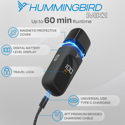 HUMMINGBIRD MK1 Kompakter Trimmer – Kabelloser USB-C wiederaufladbarer Bart- und Körperhaartrimmer für Männer, Reiseshaver, inklusive Aufbewahrungstasche, ideales Geschenk für Männer, Vater, Ehemann