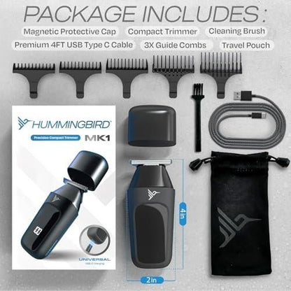 HUMMINGBIRD MK1 Kompakter Trimmer – Kabelloser USB-C wiederaufladbarer Bart- und Körperhaartrimmer für Männer, Reiseshaver, inklusive Aufbewahrungstasche, ideales Geschenk für Männer, Vater, Ehemann