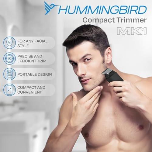 HUMMINGBIRD MK1 Kompakter Trimmer – Kabelloser USB-C wiederaufladbarer Bart- und Körperhaartrimmer für Männer, Reiseshaver, inklusive Aufbewahrungstasche, ideales Geschenk für Männer, Vater, Ehemann