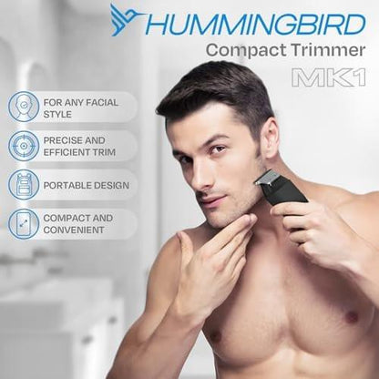 HUMMINGBIRD MK1 Kompakter Trimmer – Kabelloser USB-C wiederaufladbarer Bart- und Körperhaartrimmer für Männer, Reiseshaver, inklusive Aufbewahrungstasche, ideales Geschenk für Männer, Vater, Ehemann