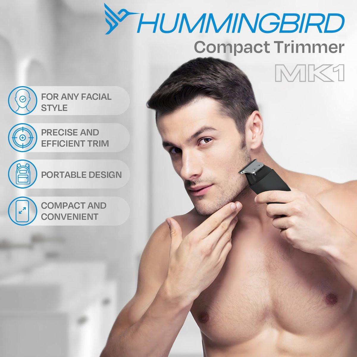 HUMMINGBIRD MK1 Kompakter Trimmer – Kabelloser USB-C wiederaufladbarer Bart- und Körperhaartrimmer für Männer, Reiseshaver, inklusive Aufbewahrungstasche, ideales Geschenk für Männer, Vater, Ehemann