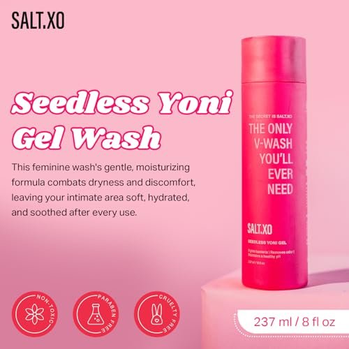 salt.xo Seedless Yoni Gel Waschgel für die Intimhygiene, Feminine Waschung mit erfrischender Gurke und Aloe Vera, natürliche Intimpflege für Frauen, pH-Balance Intimwaschgel, tierversuchsfrei (237 ml)