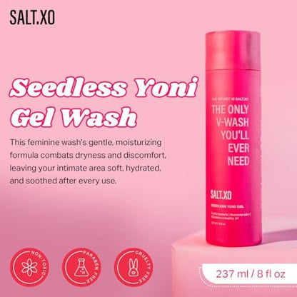 salt.xo Seedless Yoni Gel Waschgel für die Intimhygiene, Feminine Waschung mit erfrischender Gurke und Aloe Vera, natürliche Intimpflege für Frauen, pH-Balance Intimwaschgel, tierversuchsfrei (237 ml)