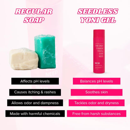 salt.xo Seedless Yoni Gel Waschgel für die Intimhygiene, Feminine Waschung mit erfrischender Gurke und Aloe Vera, natürliche Intimpflege für Frauen, pH-Balance Intimwaschgel, tierversuchsfrei (237 ml)