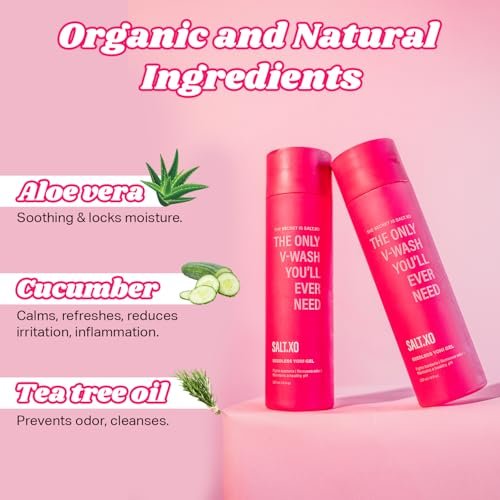 salt.xo Seedless Yoni Gel Waschgel für die Intimhygiene, Feminine Waschung mit erfrischender Gurke und Aloe Vera, natürliche Intimpflege für Frauen, pH-Balance Intimwaschgel, tierversuchsfrei (237 ml)