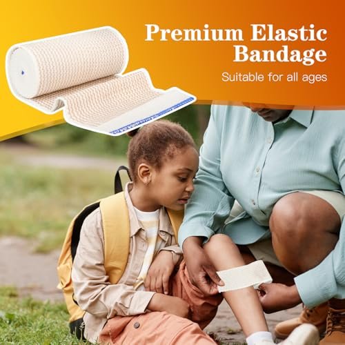 2er-Pack 4 Zoll Premium-Elastikbandage, Wiederverwendbare Klettverschluss-Kompressionsbandage für Knie, Knöchel, Handgelenke, Beine, Körper