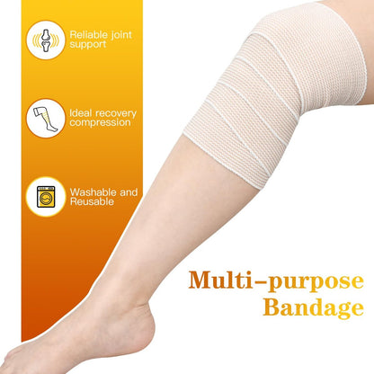 2er-Pack 4 Zoll Premium-Elastikbandage, Wiederverwendbare Klettverschluss-Kompressionsbandage für Knie, Knöchel, Handgelenke, Beine, Körper