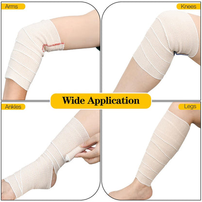 2er-Pack 4 Zoll Premium-Elastikbandage, Wiederverwendbare Klettverschluss-Kompressionsbandage für Knie, Knöchel, Handgelenke, Beine, Körper