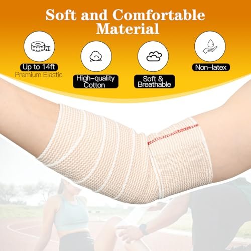 2er-Pack 4 Zoll Premium-Elastikbandage, Wiederverwendbare Klettverschluss-Kompressionsbandage für Knie, Knöchel, Handgelenke, Beine, Körper