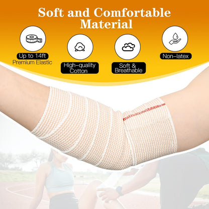 2er-Pack 4 Zoll Premium-Elastikbandage, Wiederverwendbare Klettverschluss-Kompressionsbandage für Knie, Knöchel, Handgelenke, Beine, Körper