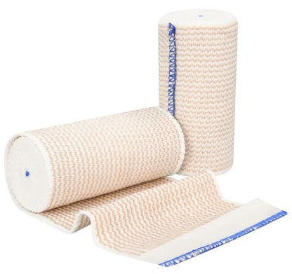 2er-Pack 4 Zoll Premium-Elastikbandage, Wiederverwendbare Klettverschluss-Kompressionsbandage für Knie, Knöchel, Handgelenke, Beine, Körper