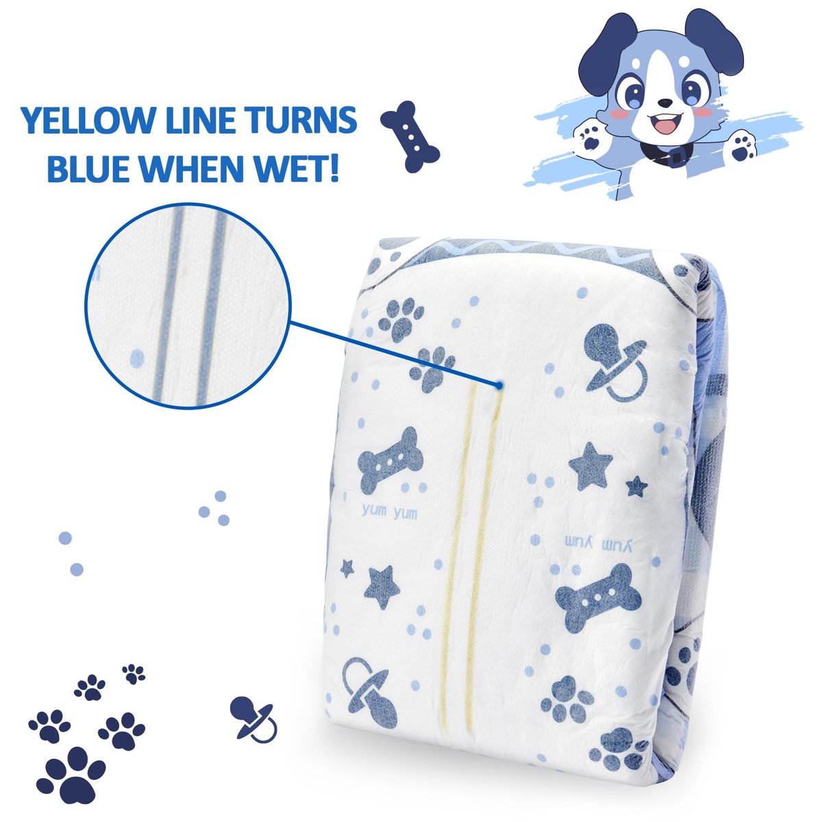 Littleforbig Adjustable Klettverschluss-Stoffwindel für Erwachsene mit Druckknöpfen - 2 Stück - Little Blue BabyFur (Medium 28"-38")