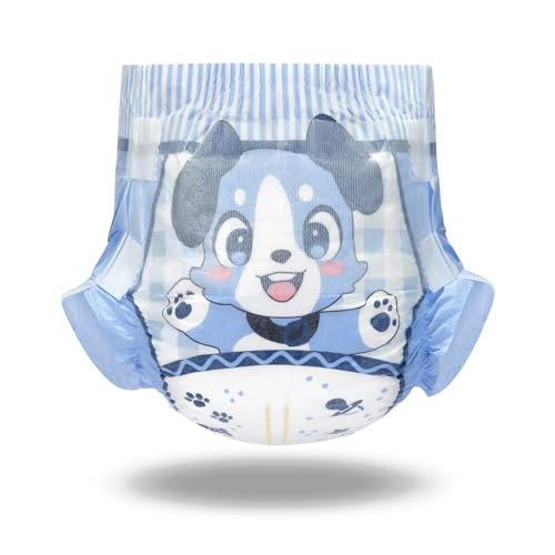 Littleforbig Adjustable Klettverschluss-Stoffwindel für Erwachsene mit Druckknöpfen - 2 Stück - Little Blue BabyFur (Medium 28"-38")