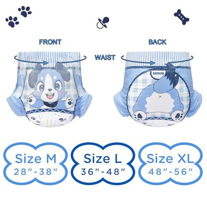 Littleforbig Adjustable Klettverschluss-Stoffwindel für Erwachsene mit Druckknöpfen - 2 Stück - Little Blue BabyFur (Medium 28"-38")