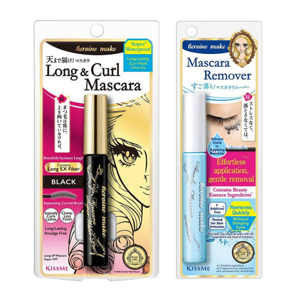 HEROINE MAKE by KISSME Waterproof Mascara Schwarz | Volumen und Länge durch definierende Fasern für lange und geschwungene Wimpern | Sanfter Mascara-Entferner ölfrei, hergestellt in Japan, 2er-Set