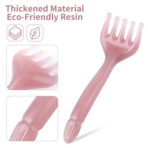 WY LIGHTING LEVEL 2 Stück Kopfmassagegerät Manuelle Haarmassage Kopfhautmassage Gua Sha Fünfkrallen Massagewerkzeug Kamm Tragbar Handheld Harz Entspannungswerkzeug für Vatertag Muttertag Geschenke (Pink Lila)