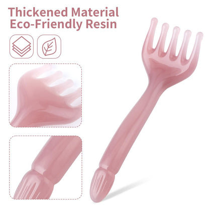 WY LIGHTING LEVEL 2 Stück Kopfmassagegerät Manuelle Haarmassage Kopfhautmassage Gua Sha Fünfkrallen Massagewerkzeug Kamm Tragbar Handheld Harz Entspannungswerkzeug für Vatertag Muttertag Geschenke (Pink Lila)
