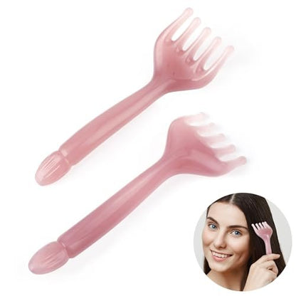 WY LIGHTING LEVEL 2 Stück Kopfmassagegerät Manuelle Haarmassage Kopfhautmassage Gua Sha Fünfkrallen Massagewerkzeug Kamm Tragbar Handheld Harz Entspannungswerkzeug für Vatertag Muttertag Geschenke (Pink Lila)