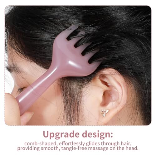 WY LIGHTING LEVEL 2 Stück Kopfmassagegerät Manuelle Haarmassage Kopfhautmassage Gua Sha Fünfkrallen Massagewerkzeug Kamm Tragbar Handheld Harz Entspannungswerkzeug für Vatertag Muttertag Geschenke (Pink Lila)