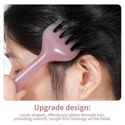 WY LIGHTING LEVEL 2 Stück Kopfmassagegerät Manuelle Haarmassage Kopfhautmassage Gua Sha Fünfkrallen Massagewerkzeug Kamm Tragbar Handheld Harz Entspannungswerkzeug für Vatertag Muttertag Geschenke (Pink Lila)