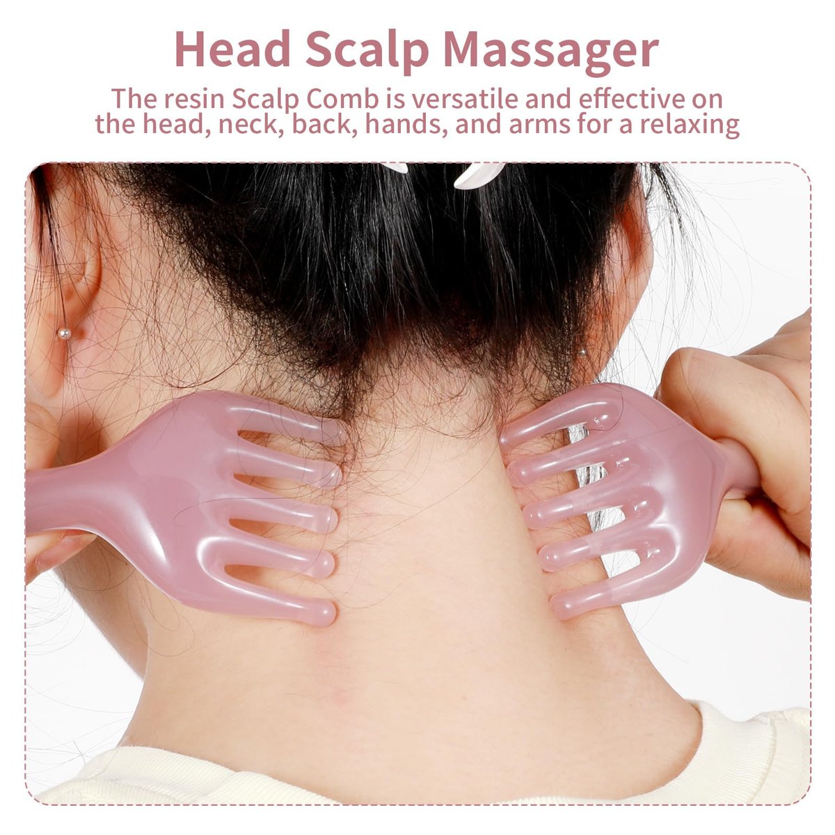 WY LIGHTING LEVEL 2 Stück Kopfmassagegerät Manuelle Haarmassage Kopfhautmassage Gua Sha Fünfkrallen Massagewerkzeug Kamm Tragbar Handheld Harz Entspannungswerkzeug für Vatertag Muttertag Geschenke (Pink Lila)