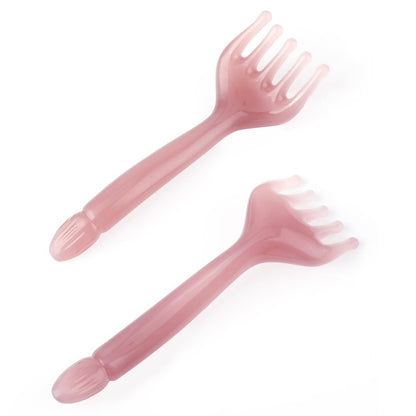 WY LIGHTING LEVEL 2 Stück Kopfmassagegerät Manuelle Haarmassage Kopfhautmassage Gua Sha Fünfkrallen Massagewerkzeug Kamm Tragbar Handheld Harz Entspannungswerkzeug für Vatertag Muttertag Geschenke (Pink Lila)