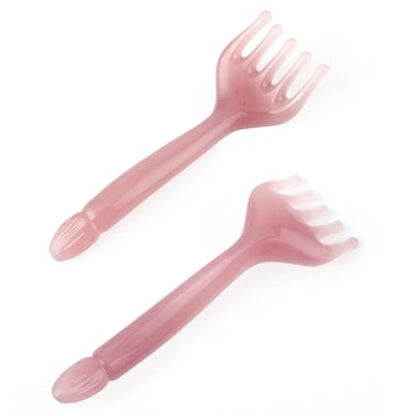 WY LIGHTING LEVEL 2 Stück Kopfmassagegerät Manuelle Haarmassage Kopfhautmassage Gua Sha Fünfkrallen Massagewerkzeug Kamm Tragbar Handheld Harz Entspannungswerkzeug für Vatertag Muttertag Geschenke (Pink Lila)