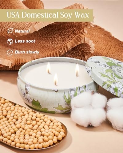 M&SENSE Beruhigende Eukalyptus Duftkerze, Große 3-Docht Soja-Kerze im Blech, Über 40 Stunden Brenndauer, 100% Natürliches Veganes Wachs, Entspannende Aromatherapie Ästhetische Kerze Geschenk für Frauen Männer