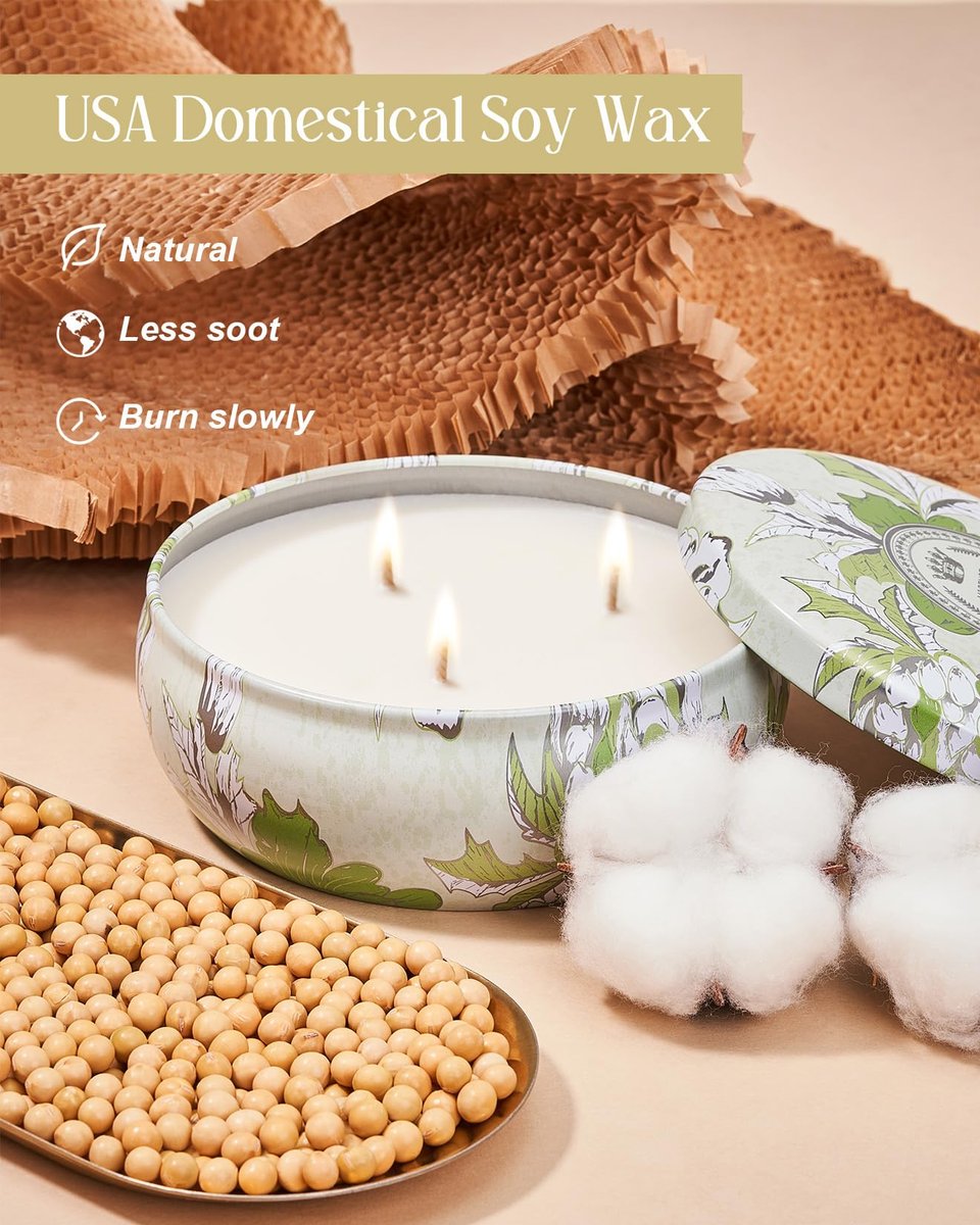 M&SENSE Beruhigende Eukalyptus Duftkerze, Große 3-Docht Soja-Kerze im Blech, Über 40 Stunden Brenndauer, 100% Natürliches Veganes Wachs, Entspannende Aromatherapie Ästhetische Kerze Geschenk für Frauen Männer