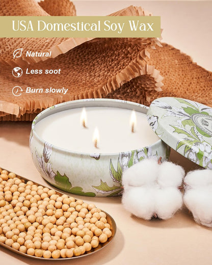 M&SENSE Beruhigende Eukalyptus Duftkerze, Große 3-Docht Soja-Kerze im Blech, Über 40 Stunden Brenndauer, 100% Natürliches Veganes Wachs, Entspannende Aromatherapie Ästhetische Kerze Geschenk für Frauen Männer