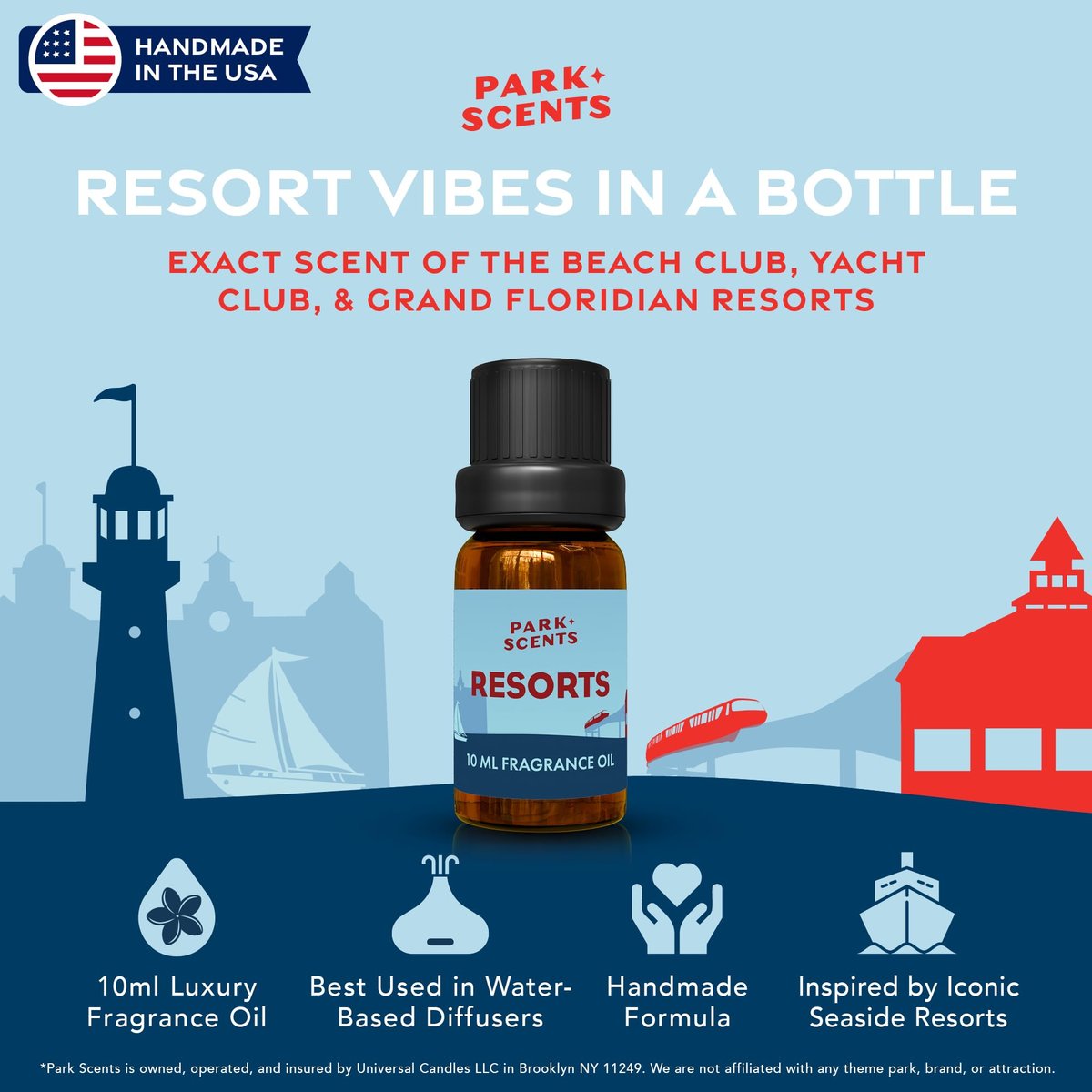 Park Scents Resorts – Floridian Theme Park Luxus Hotel Duftöl – Klee, Aloe, Zitrus & Gänseblümchen Duftende ätherische Öle für Diffuser, Zuhause, Aromatherapie, Geschenke für Frauen, Schwester, Gastgeberin (10ml)