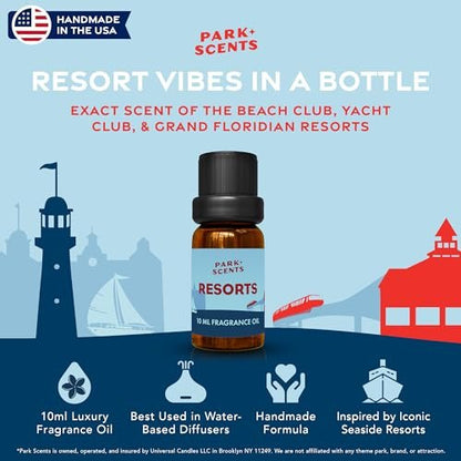 Park Scents Resorts – Floridian Theme Park Luxus Hotel Duftöl – Klee, Aloe, Zitrus & Gänseblümchen Duftende ätherische Öle für Diffuser, Zuhause, Aromatherapie, Geschenke für Frauen, Schwester, Gastgeberin (10ml)