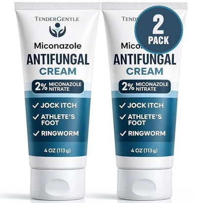 TenderGentle Miconazol Antimykotikum Creme für die Haut – 4 oz Tube, 2er-Pack – Miconazol Nitrat gegen Juckreiz, Fußpilz, Ringelflechte und Leistenpilz