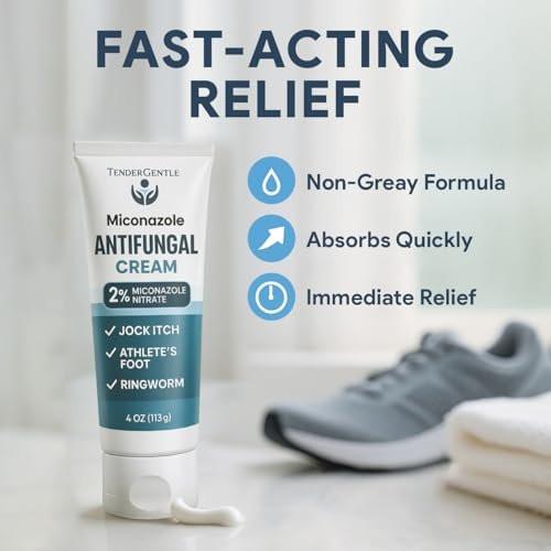 TenderGentle Miconazol Antimykotikum Creme für die Haut – 4 oz Miconazolnitrat gegen Juckreiz, Fußpilz, Ringelflechte und Sportlerjucken