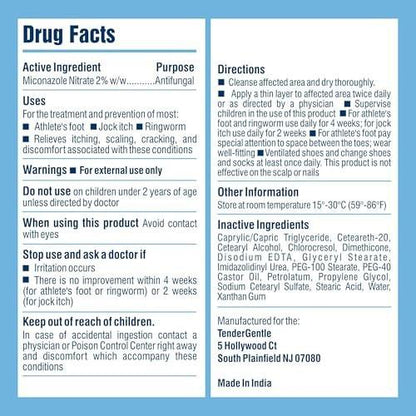 TenderGentle Miconazol Antimykotikum Creme für die Haut – 4 oz Miconazolnitrat gegen Juckreiz, Fußpilz, Ringelflechte und Sportlerjucken