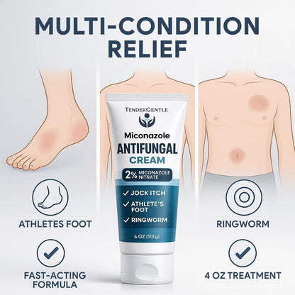 TenderGentle Miconazol Antimykotikum Creme für die Haut – 4 oz Miconazolnitrat gegen Juckreiz, Fußpilz, Ringelflechte und Sportlerjucken