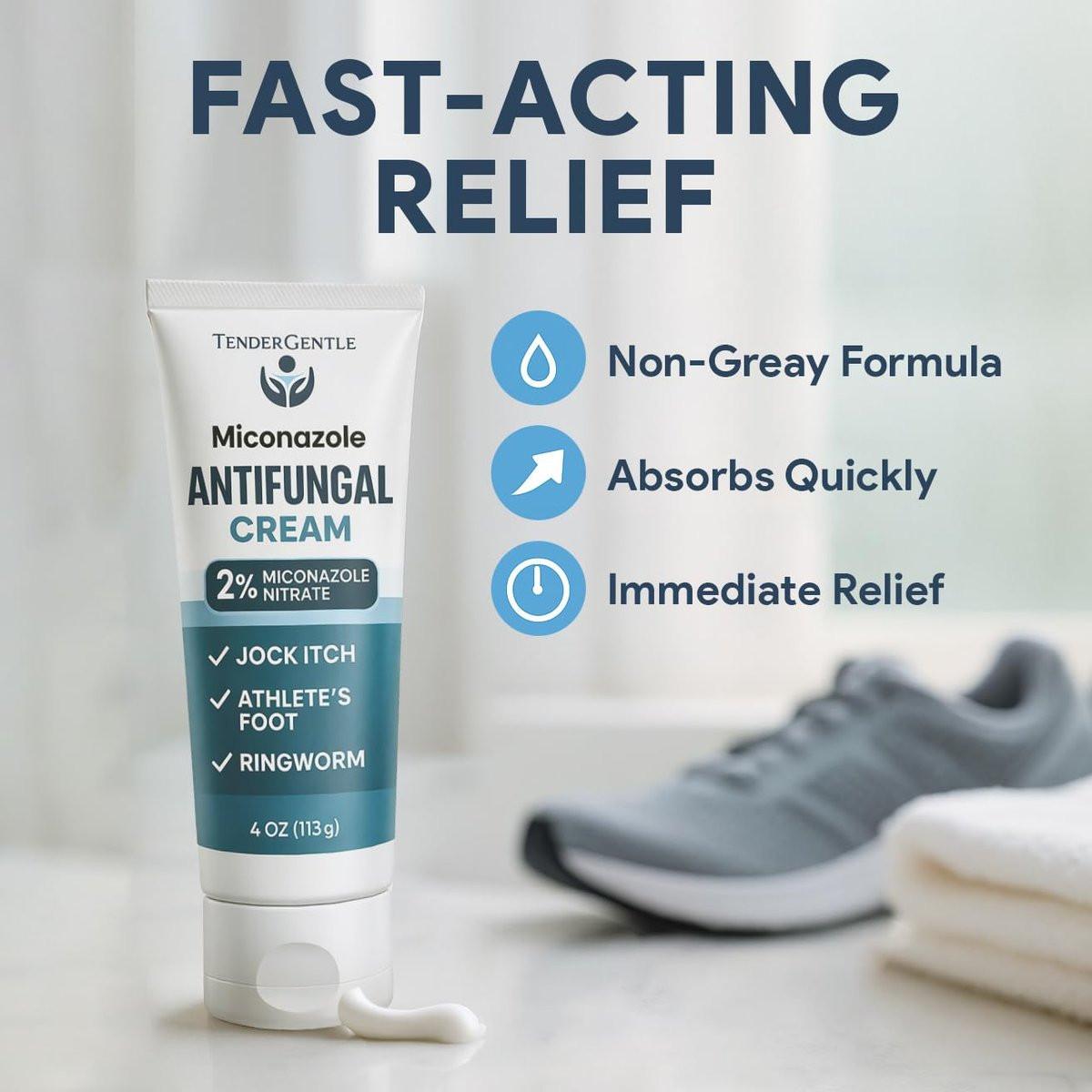 TenderGentle Miconazol Antimykotikum Creme für die Haut – 4 oz Miconazolnitrat gegen Juckreiz, Fußpilz, Ringelflechte und Sportlerjucken