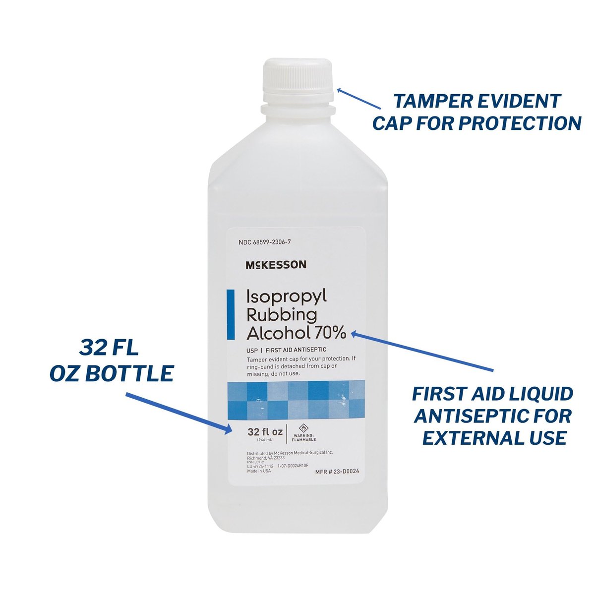 McKesson Isopropylalkohol 70% [2er-Pack] USP Erste-Hilfe-Antiseptikum, 32 oz