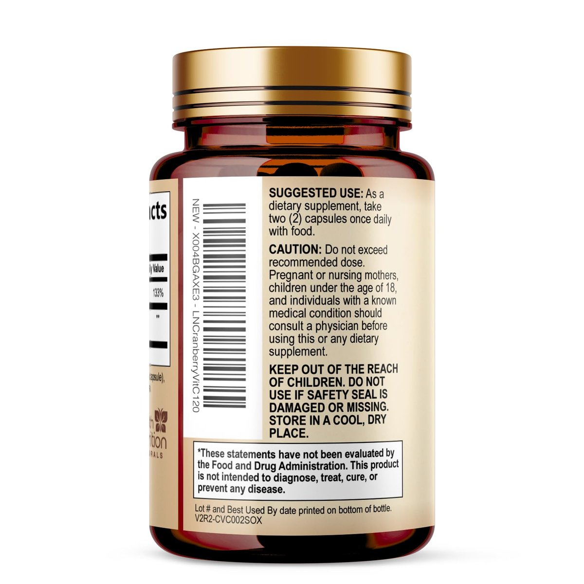 Cranberry Extrakt 500 mg pro Portion - Cranberry-Pulver mit Vitamin C - Unterstützung der Harnwegsgesundheit, Zuckerfreie Formel, Hergestellt in den USA - 120 Kapseln