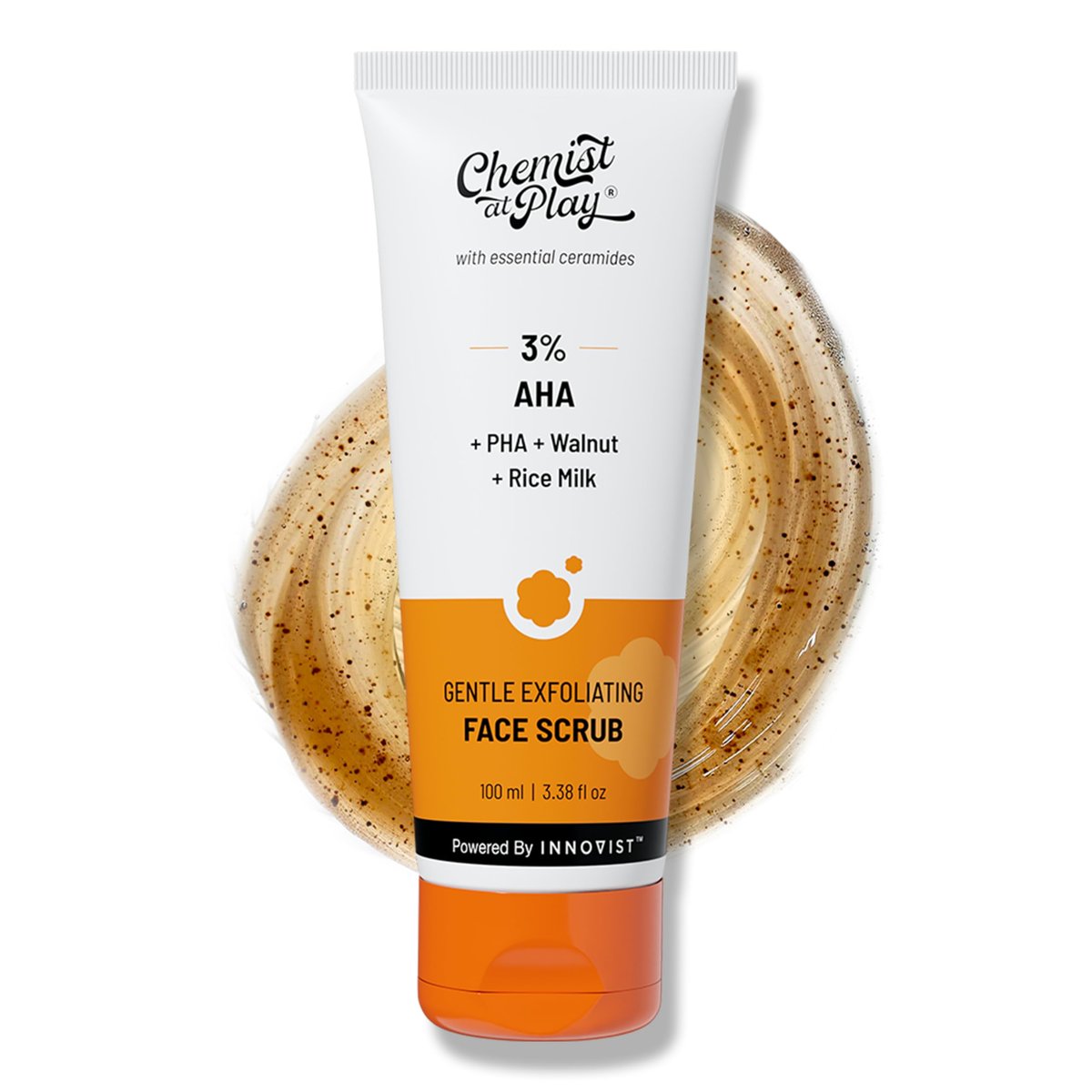 Chemist At Play Sanftes Peeling-Gesichtspeeling mit Mandelsäure & Walnüssen | Entfernt abgestorbene Haut & Mitesser | Verleiht sofortigen Glanz | Gesichtspeeling für Frauen & Männer | 100 ml