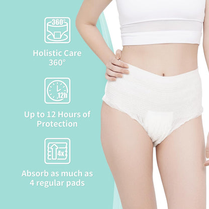 BezBezz Einweg-Periode-Unterwäsche für Frauen S/M – Nachthöschen bei Inkontinenz & starker Menstruation, auslaufsicher, 360°-Schutz für ultimativen Komfort, 12 Stück