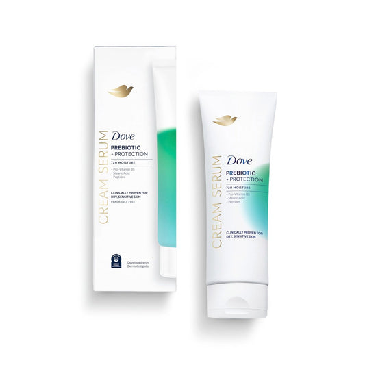 Dove Body Cream Serum mit Präbiotika + Schutz für trockene, empfindliche Haut, mit Pro-Vitamin B5, Stearinsäure und Peptiden, 227 g Lotion